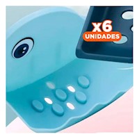 Pack6 Plato Jabon con Forma de Ballena Celeste para Hogar Uso Diario Y+Regalo Sticker